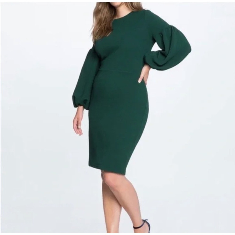 Eloquii Green Balloon Sleeve Dress Size 22